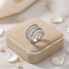 Multi Layer Baguette Silver CZ Copper Adjustable Cocktail Ring Bulk