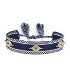 Evil Eye Gold Silver Multicolor Thread Cotton Adjustable Bracelet Bulk