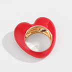Heart 18K Gold Red Pink Black Enamel Ring For Women Bulk