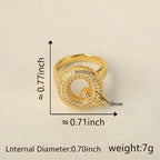 All Initial Letter Alphabets CZ Gold Anti Tarnish Adjustable Ring Bulk