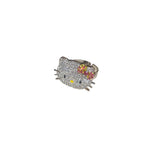 Kitty Cat Face Cubic Zirconia Silver Free Size Ring For Women Bulk