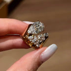 Designer Floral Gold Plated CZ Copper Anti Tarnish Fancy Ring Wholesale