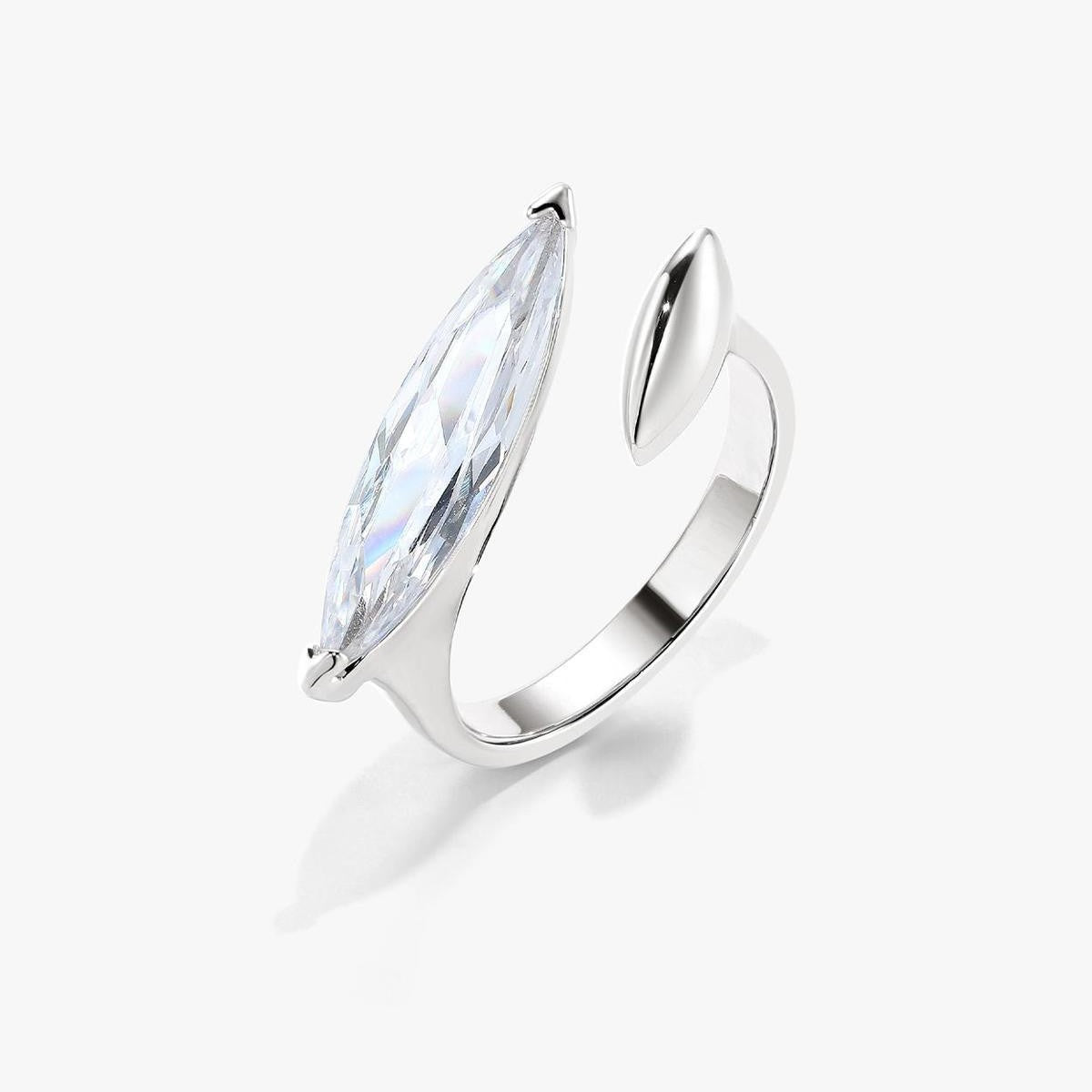 Oval Solitaire Dual Cubic Zirconia Silver Adjustable Ring Women Bulk