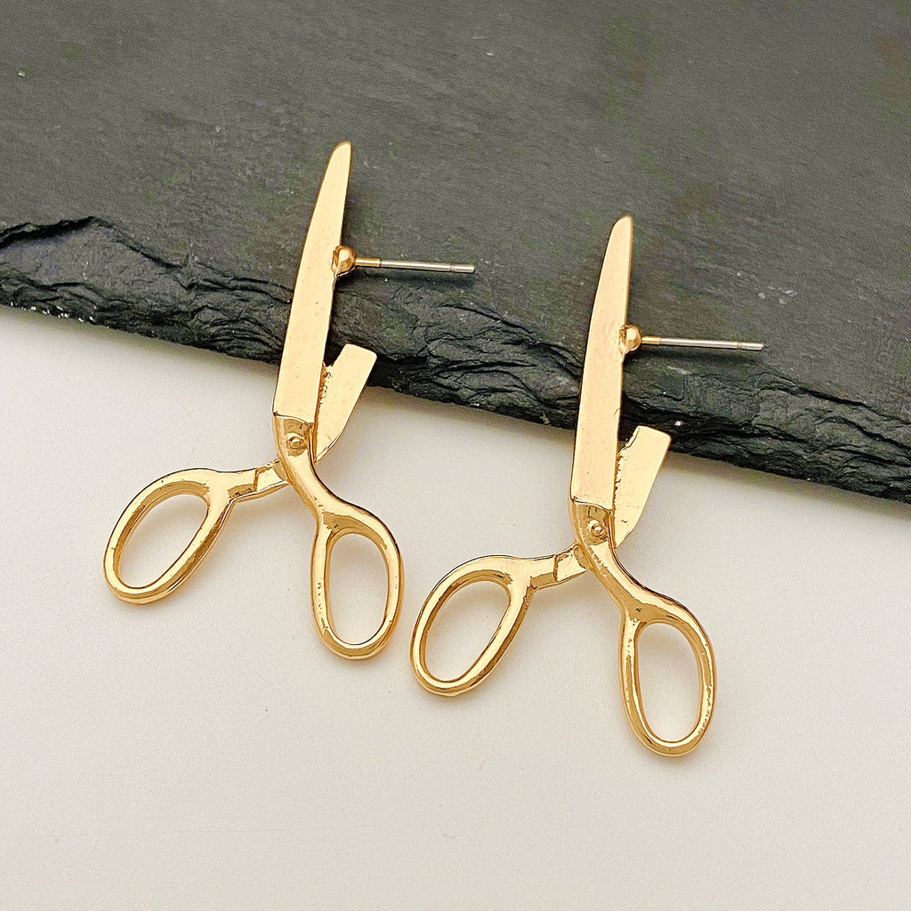 Funky Scissor Design Gold Silver Plated Drop Earrings For Women Bulk