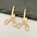 Funky Scissor Design Gold Silver Plated Drop Earrings For Women Bulk