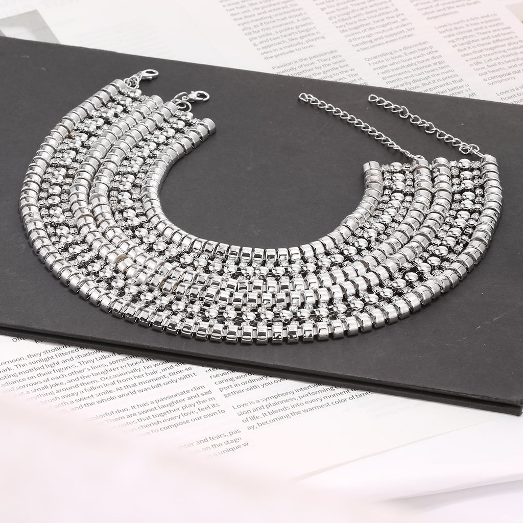 Luxury Multi Layer Gold Silver Plated Crystal Necklace For Women Bulk