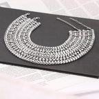 Luxury Multi Layer Gold Silver Plated Crystal Necklace For Women Bulk