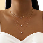 Drop Star Heart Solitaire Gold Anti Tarnish Layer Necklace Chain Bulk