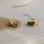 Triangle Enamel 18K Gold Green Brown Anti Tarnish Hoop Earring Bulk
