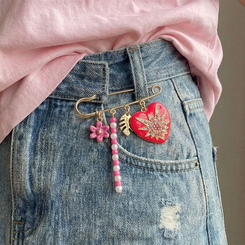 Multi Color Heart Flower Gold Enamel Brooch For Women Bulk Main image