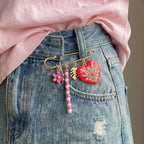 Multi Color Heart Flower Gold Enamel Brooch For Women Bulk