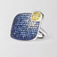 Square Yellow Blue CZ Silver Anti Tarnish Free Size Ring Bulk