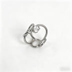 Gold Silver Geometric Loop Cubic Zirconia Copper Adjustable Ring Bulk