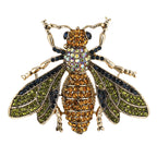 Luxury Bee Gold Plated Green & Amber Crystal Brooch For Women Bulk