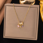 Multi Color Designer Multi Charm Gold CZ Stainless Steel Pendant Bulk