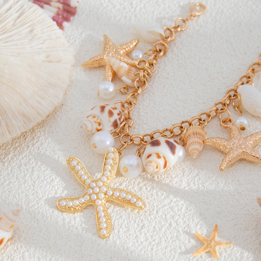 Star Fish Conch Beach Shell Clavicle 18K Gold Necklace Bracelet Bulk
