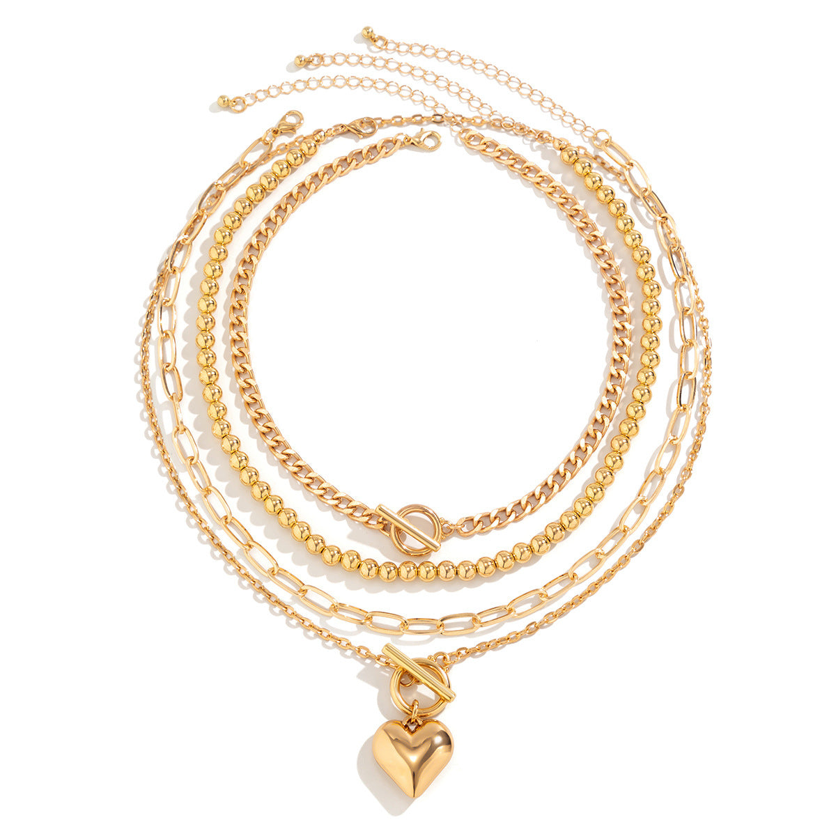 Heart 18K Gold Silver Anti Tarnish Layer Link Chain Necklace Bulk