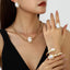 White Elegant Baroque Stone Gold Plated Pearl Necklace Combo Set Bulk