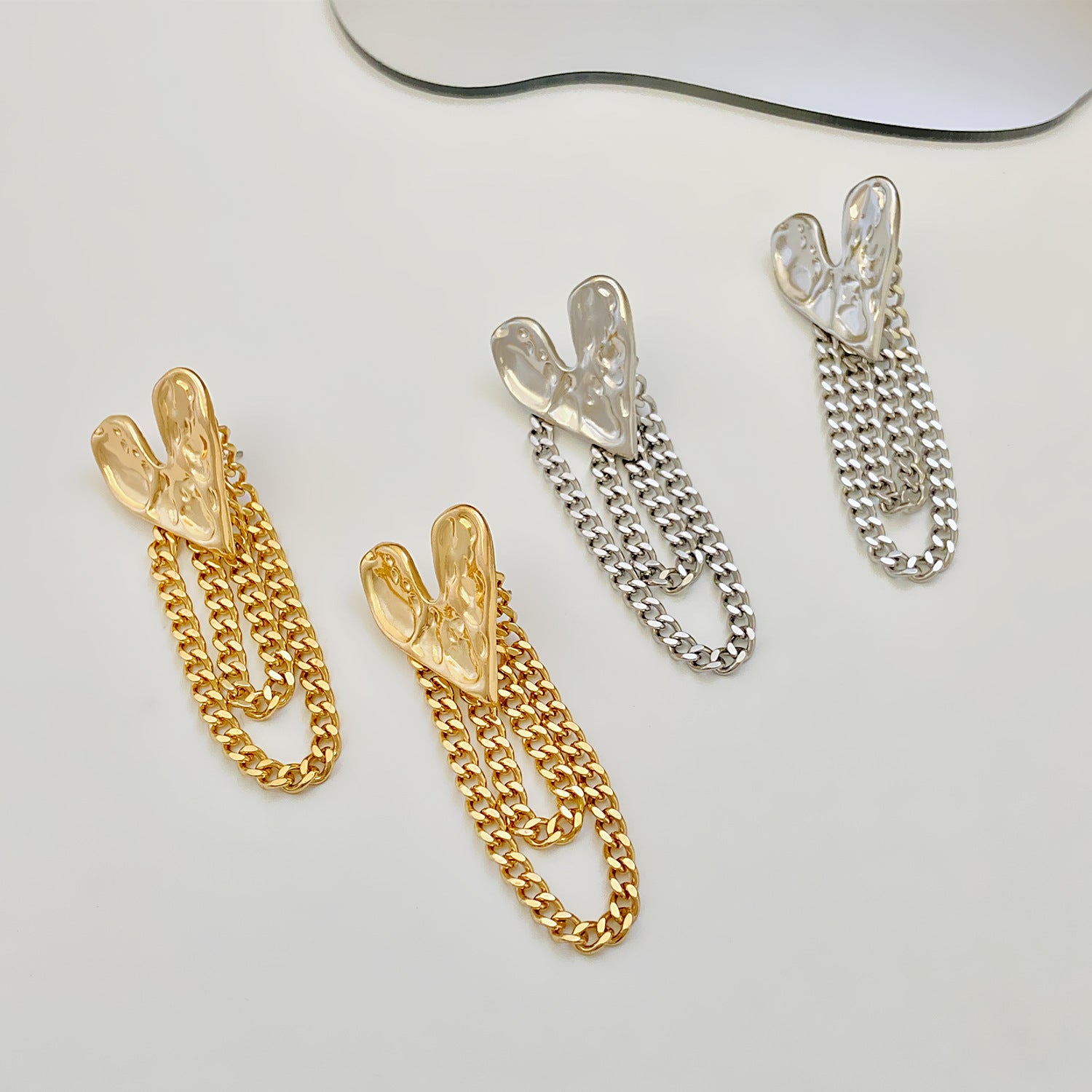 Chunky Heart Chain Gold Silver Plated Hoop Earrings For Women Wholesale Main image