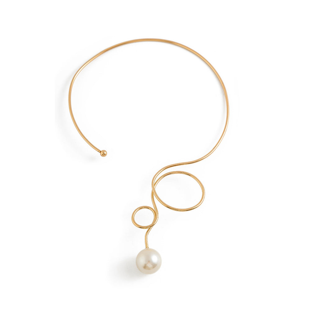 Bow Pearl 18K Gold Hasli Choker Necklace For Women Bulk