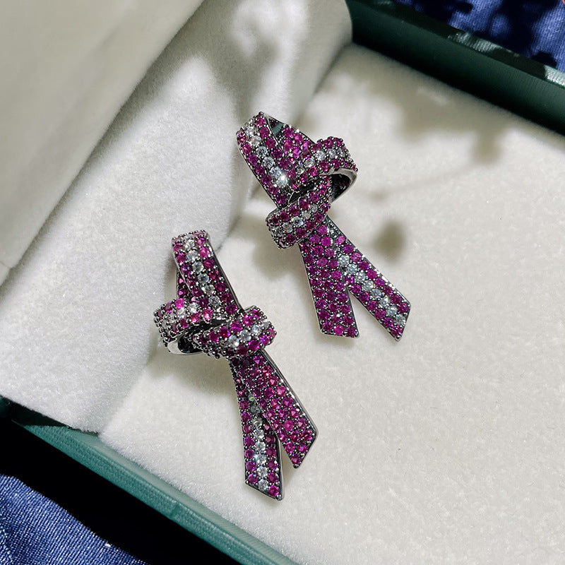 Pink White Gold Silver Solitaire Crystal Cubic Zirconia Anti Tarnish Stud Earring For Women