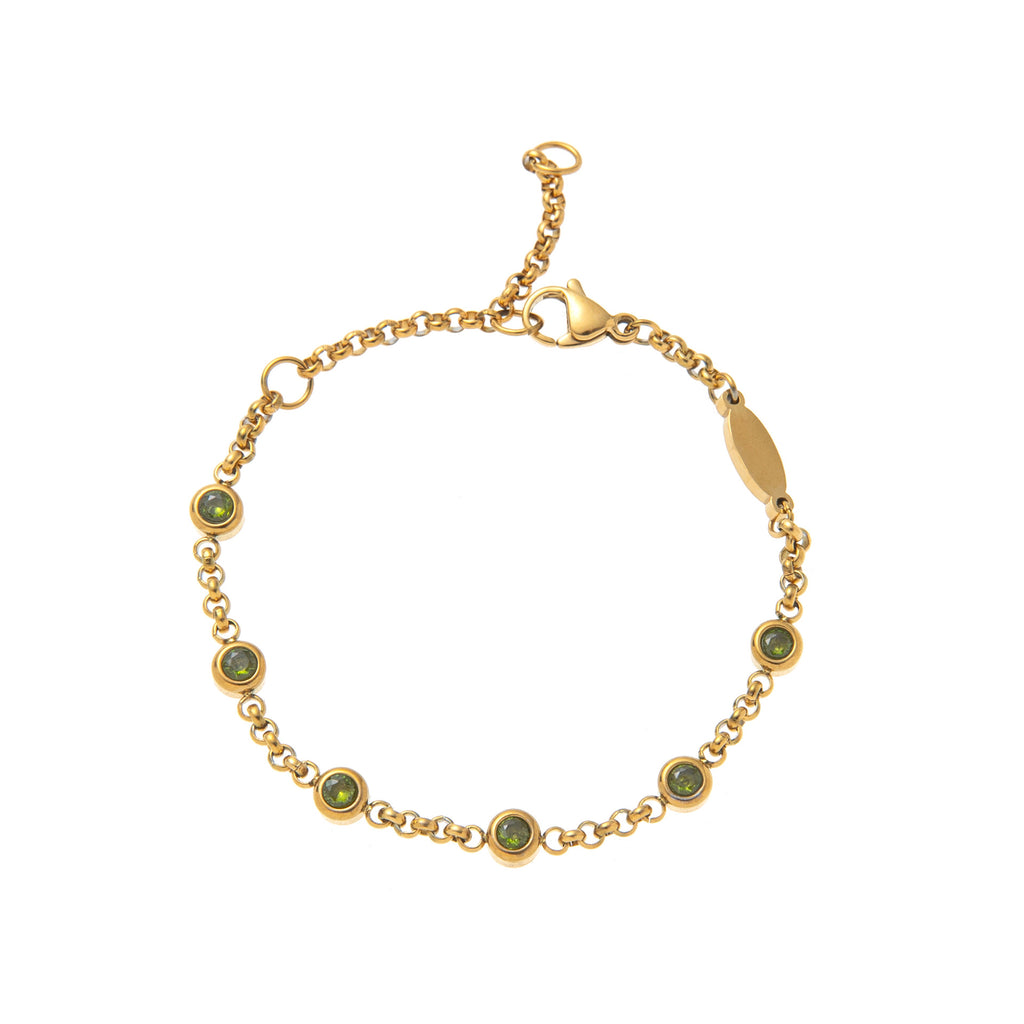 Bulk Multi Twelve Birthstone Gold CZ Stainless Steel Bracelet