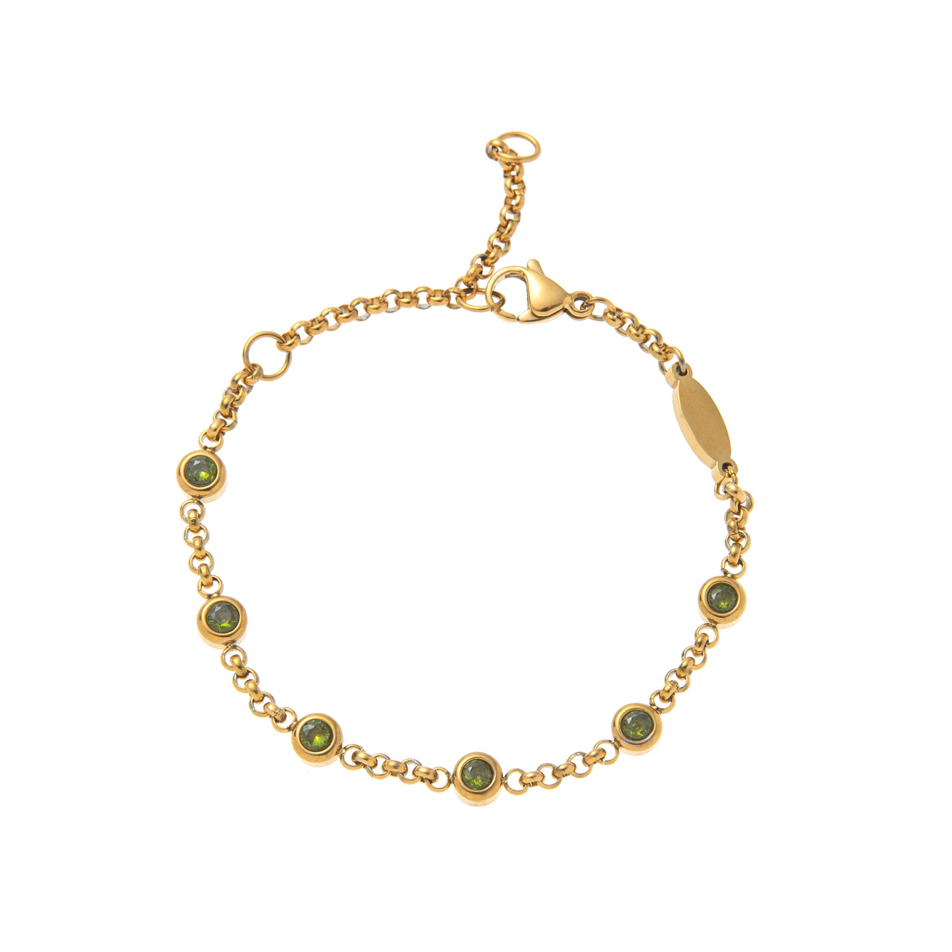Bulk Multi Twelve Birthstone Gold CZ Stainless Steel Bracelet