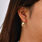 Wholesale Modern Face Art Gold Plated CZ Stainless Steel Drop Earrings