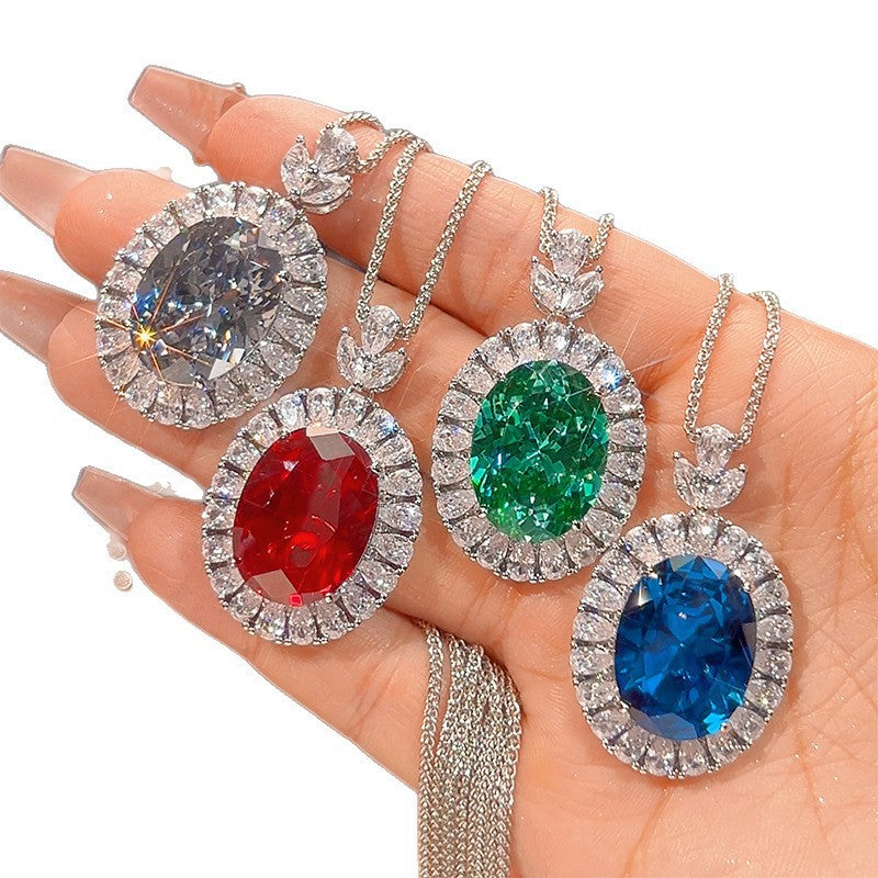 Premium Oval Shape Silver CZ Anti Tarnish Copper Pendant Chain Bulk