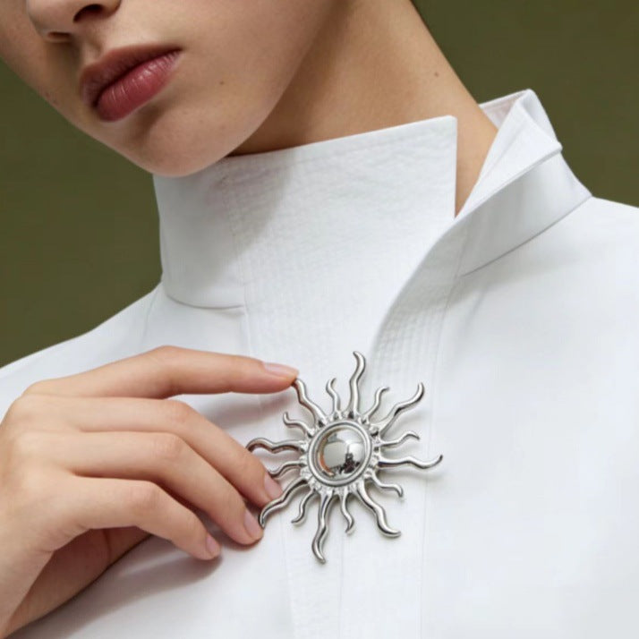 Gold Silver Vintage Sun Rays Plated Plain Alloy Brooch For Women Bulk