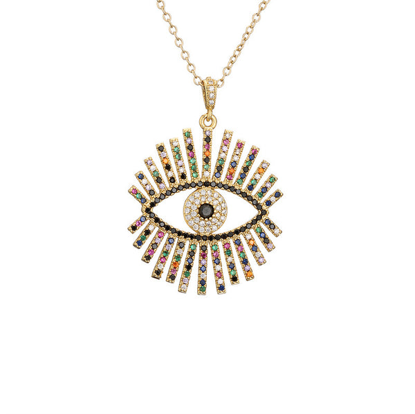Evil Eye Lash CZ 18K Gold Multi Anti Tarnish Pendant Chain Bulk Secondary image