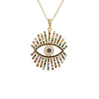 Evil Eye Lash CZ 18K Gold Multi Anti Tarnish Pendant Chain Bulk