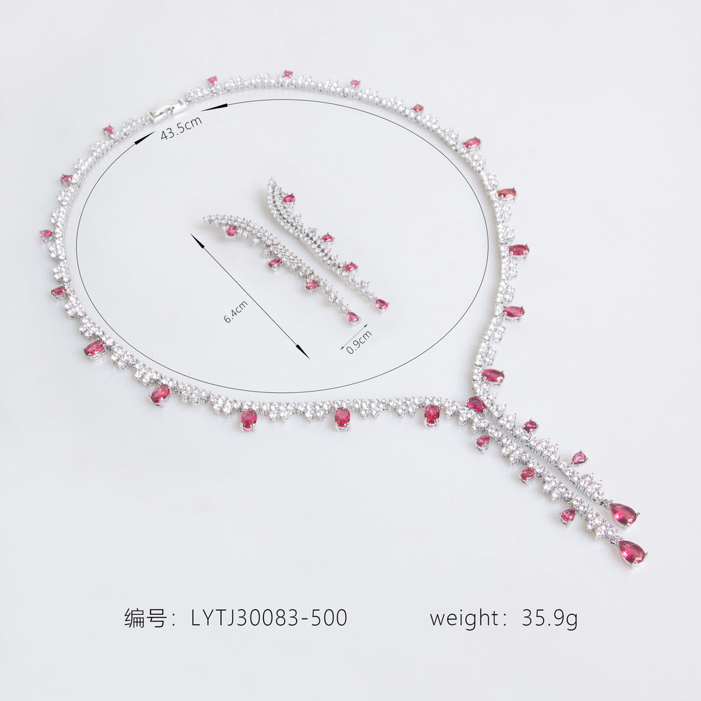 Wholesale Eternity CZ Silver Anti Tarnish Copper Necklace Set