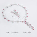 Wholesale Eternity CZ Silver Anti Tarnish Copper Necklace Set