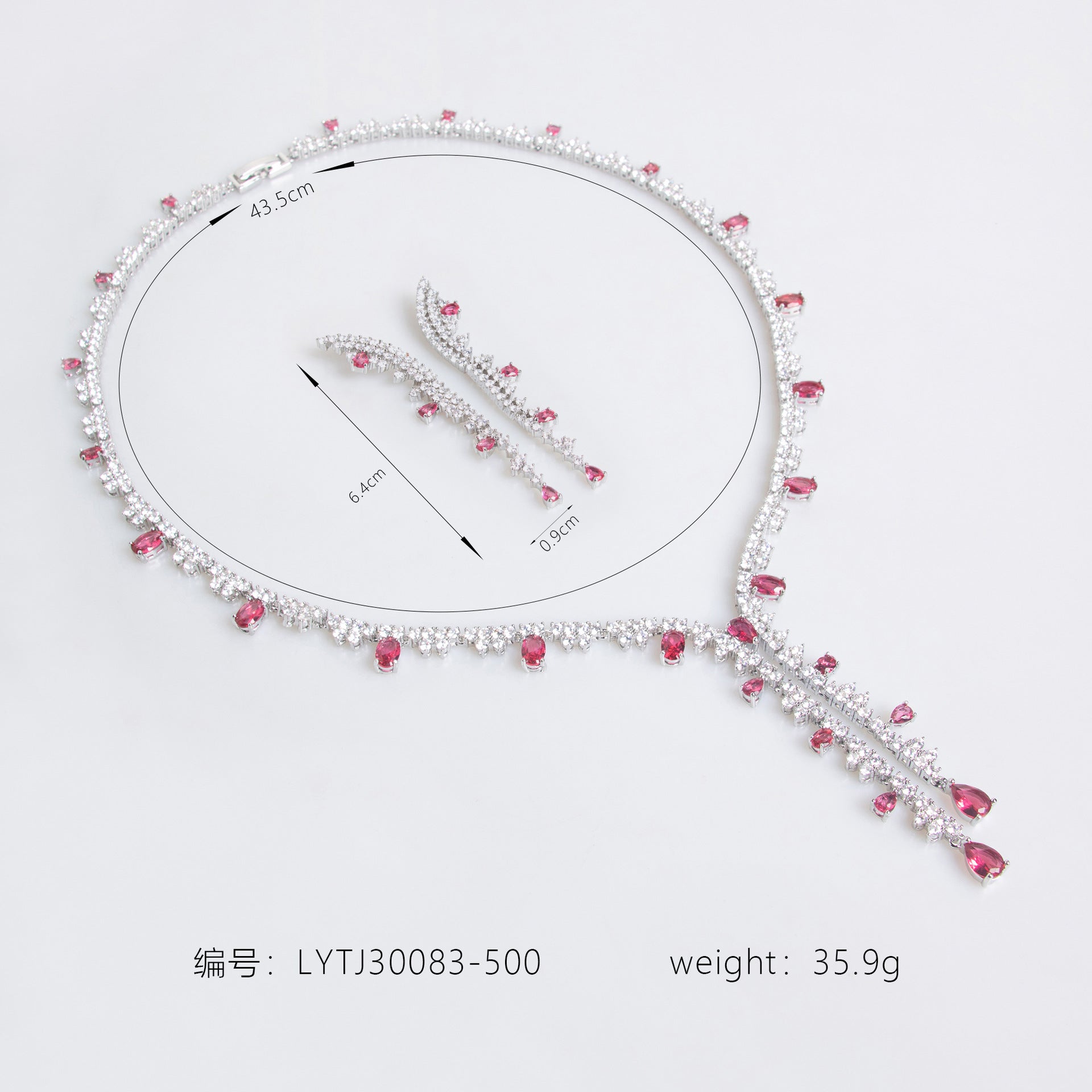 Wholesale Eternity CZ Silver Anti Tarnish Copper Necklace Set