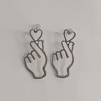 Hand Heart Black Silver 18K Gold Anti Tarnish Dangler Earring Bulk
