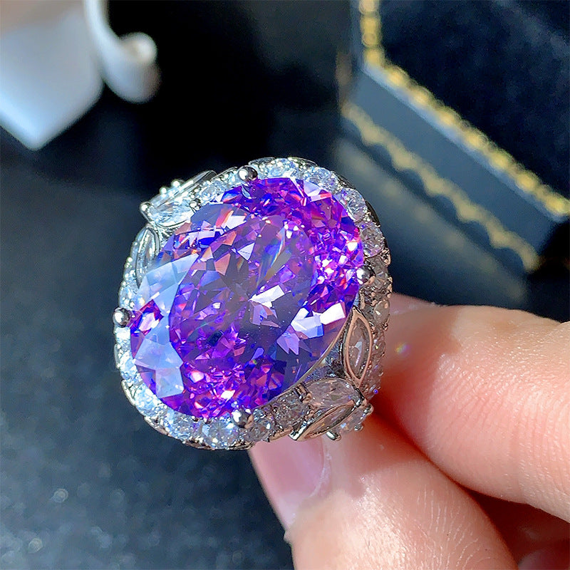 Oval Silver Gemstone Cubic Zirconia Anti Tarnish Adjustable Ring Bulk