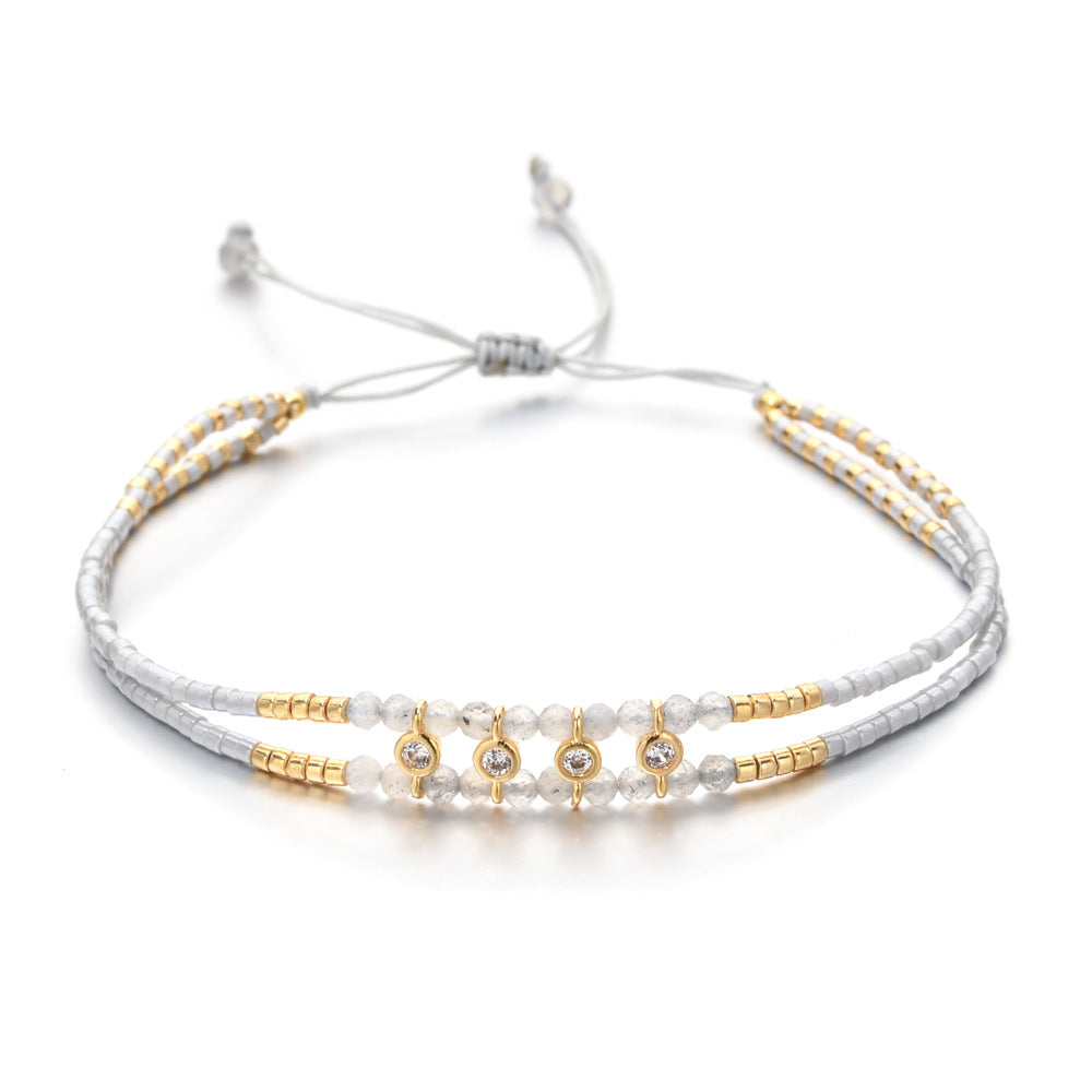 Multi Color Handmade Thread Style Gold Plated CZ Fabric Bracelet Bulk