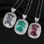 Premium Emerald Shape Silver CZ Anti Tarnish Copper Pendant Chain Bulk
