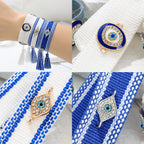 Evil Eye Gold Silver Multicolor Thread Cotton Adjustable Bracelet Bulk