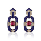 18K Gold Enamel Cubic Zirconia Anti Tarnish Dangler Earring Women Bulk
