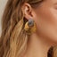 Designer Dual Tone Textured Gold Silver Plated Copper Hoop Earrings Bulk