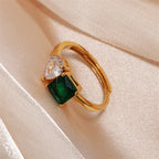 Oval Green Gold Anti Tarnish Free Gold Free Ring For Women Bulk