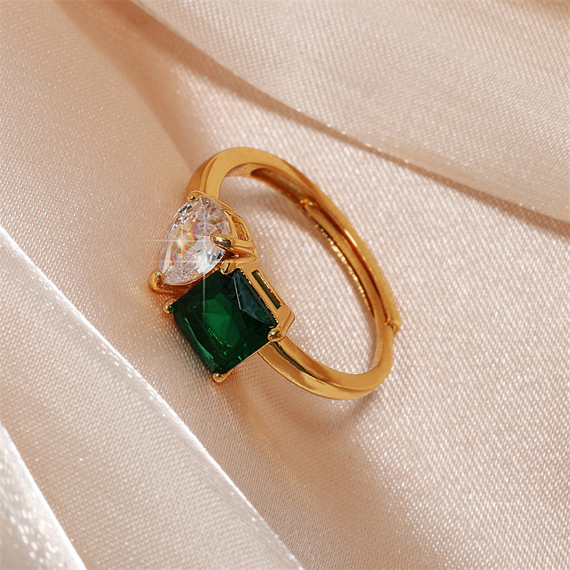 Oval Green Gold Anti Tarnish Free Gold Free Ring For Women Bulk