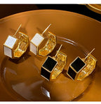 Hexagon Rectangle White Black Gold Anti Tarnish Hoop Earring Bulk