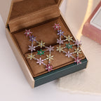 Multi Color Floral Silver CZ Anti Tarnish Copper Dangler Earrings Bulk