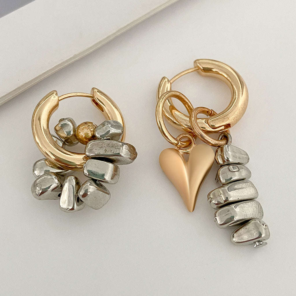 Heart Party Wear Dual Tone Gold Silver Plated Alloy Hoop Earrings Bulk