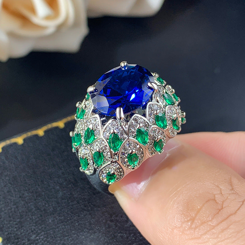 Oval Multi Gemstones CZ Crystal Silver Anti Tarnish Ring Bulk
