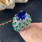 Oval Multi Gemstones CZ Crystal Silver Anti Tarnish Ring Bulk