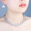 Modern Geometric White Shell Silver CZ Copper Necklace Earring Set Bulk